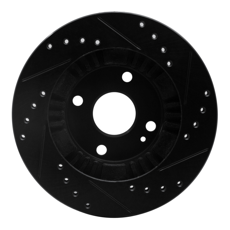 Mazda Protege Brake Rotor (1) - Front Left - R1 Concepts - Drilled & Slotted - Black - `99-`03